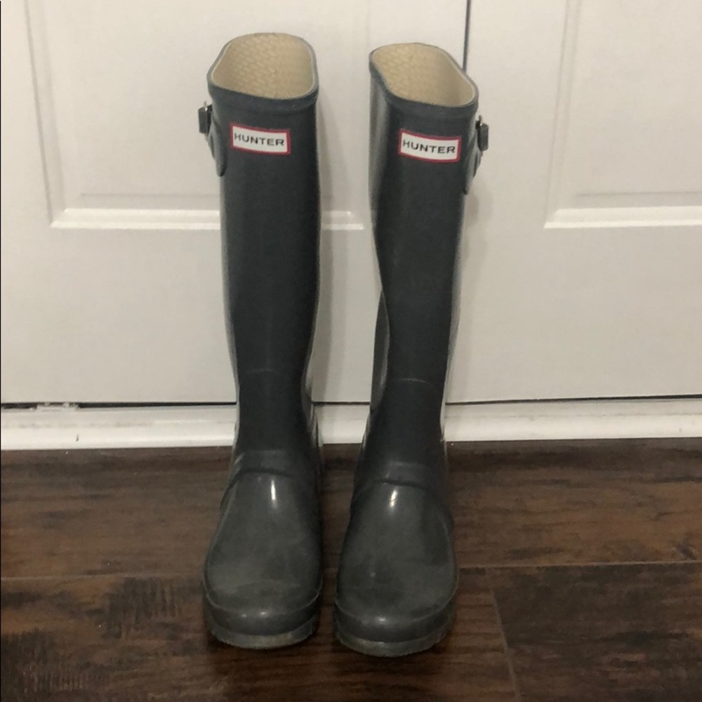 Tall Hunter Boots Gray Gloss